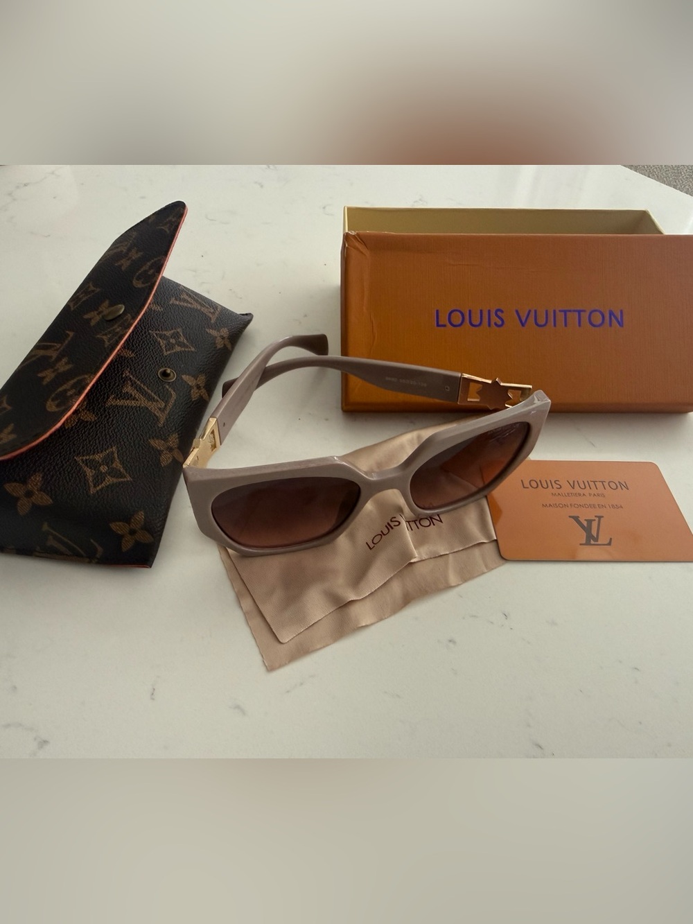 Louis Vuitton Gloss Cat-Eye Sunglasses with Gold Accents